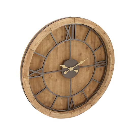 40" Brown Wood Mediterranean Wall Clock